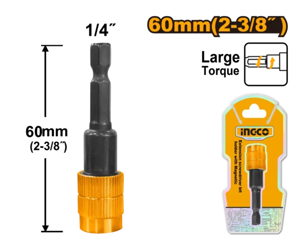SOPORTE DE PUNTAS DESTORNILLADOR CON DESBLOQUEO 60MM INGCO