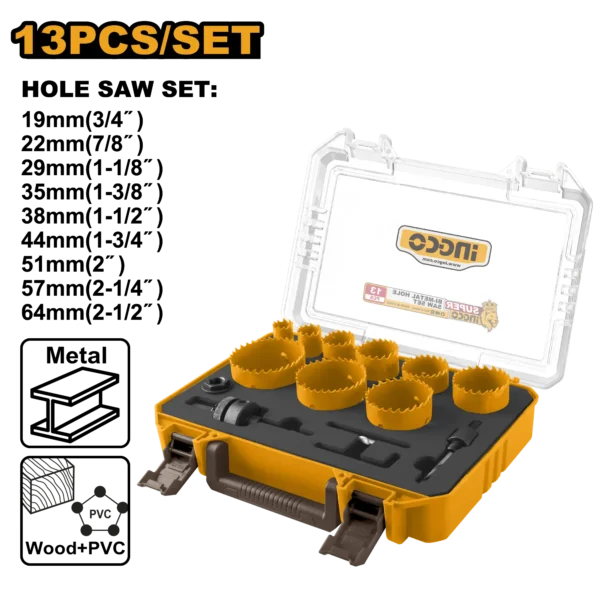 JUEGO DE SIERRAS BOCA BIMETAL 13PCS INGCO