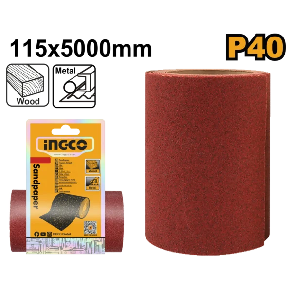 LIJA EN ROLLO G40 11,5X500CM INGCO