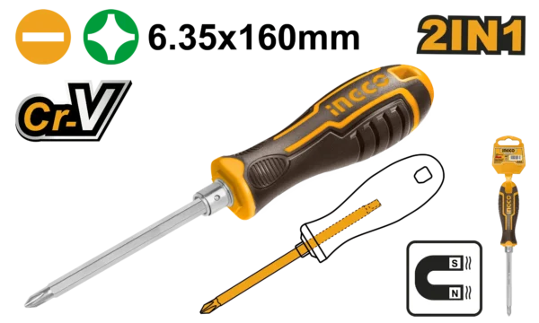 DESTORNILLADOR INTERCAMBIABLE 2 EN 1 INGCO