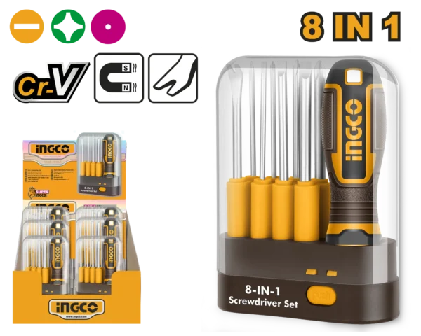 SET DESTORNILLADOR INTERCAMBIABLE 8 EN 1 INGCO