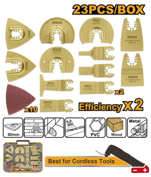 CONJUNTO DE CUCHILLAS DE HERRAMIENTAS MULTIPLES 23PCS INGCO
