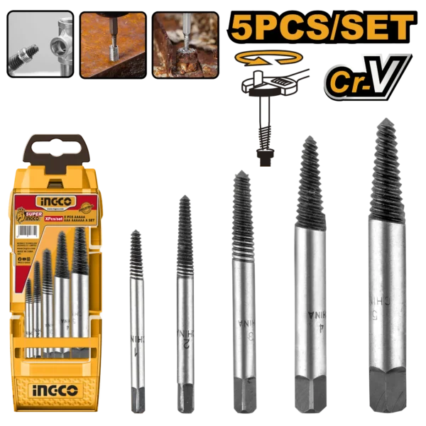 JUEGO DE EXTRACTORES DE TORNILLOS DE 5 PIEZAS INGCO