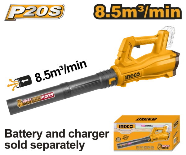 SOPLADOR INALAMBRICO 8,5M3/MIN 20V INGCO