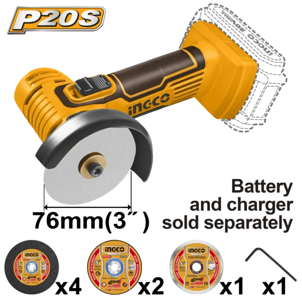 MINI AMOLADORA 3"" 20V INGCO