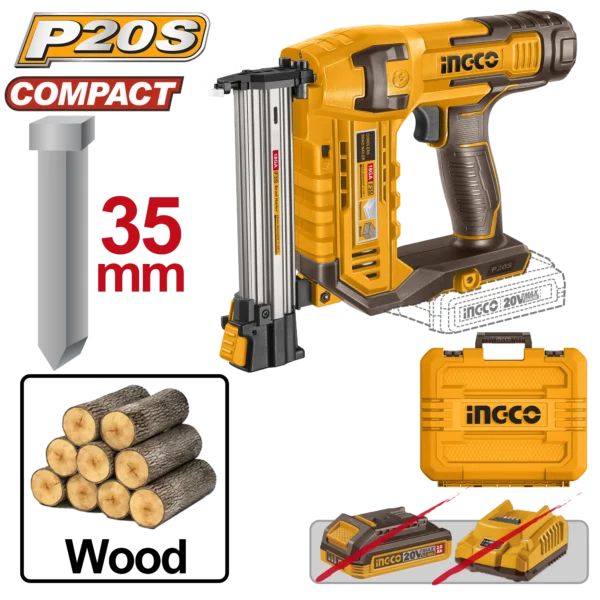 CLAVADORA INALAMBRICA DE IONES DE LITIO 15-35MM 20V INGCO