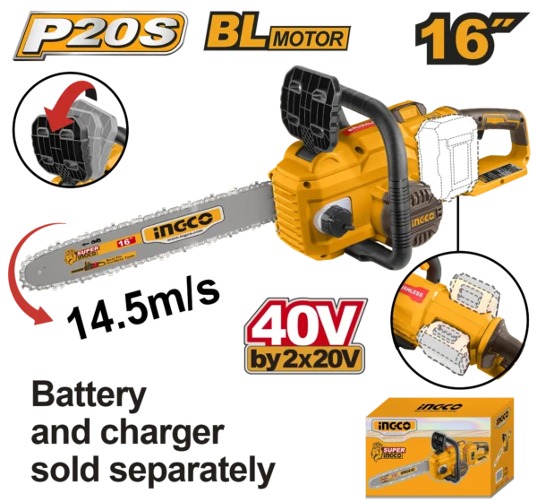 MOTOSIERRA DE IONES DE LITIO 16"" BL 40V INGCO