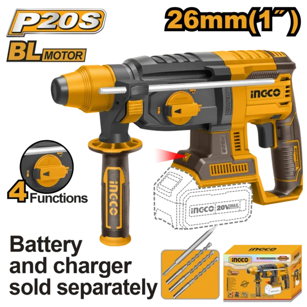 ROTOMARTILLO INALAMBRICO 2,5J BL 20V INGCO