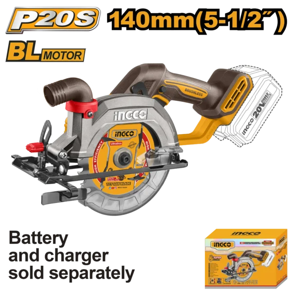 SIERRA CIRCULAR INALAMBRICA 5-1/2" BL 20V INGCO