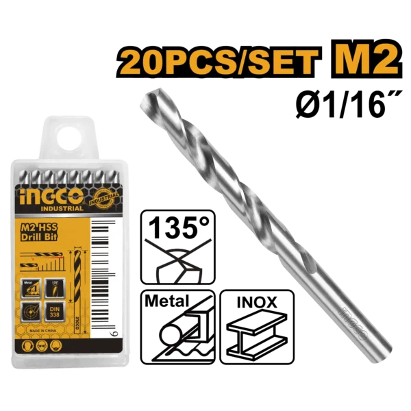 BROCA DE HIERRO M2 1/16" INGCO