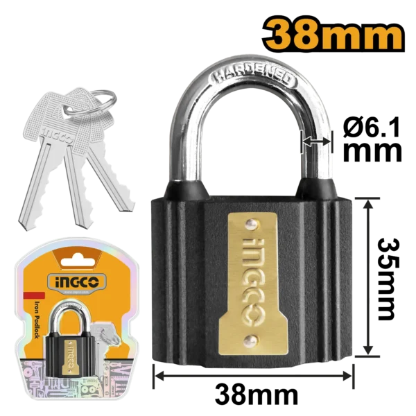 CANDADO NEGRO 38MM PROFESIONAL INGCO