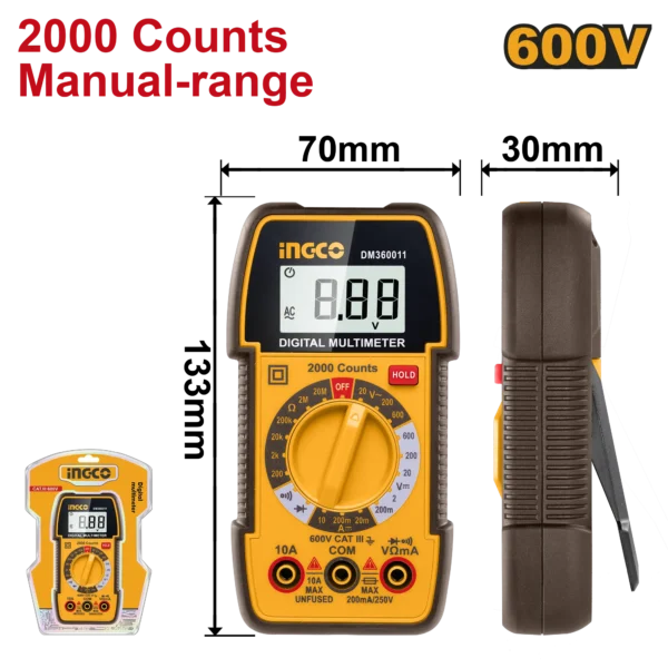 MULTIMETRO DIGITAL 2000 CUENTAS INGCO