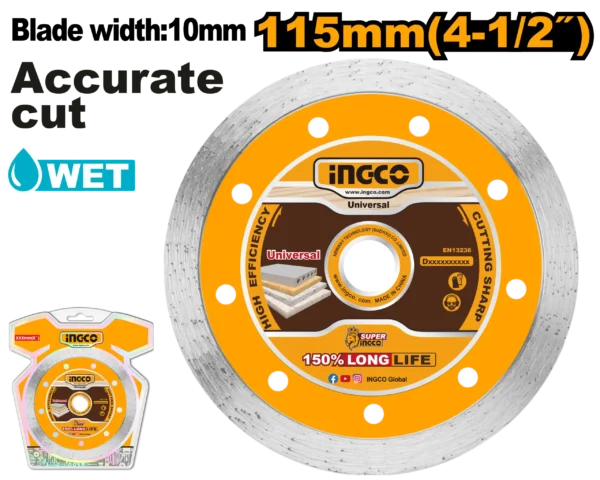 DISCO DIAMANTE CONTINUO 4 1/2" INDUSTRIAL INGCO