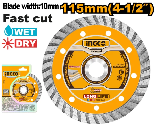 DISCO DIAMANTE TURBO 4 1/2" PROFESIONAL INGCO