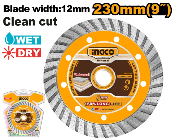 DISCO DIAMANTE TURBO 230(9")X22.2MM //ANCHO DE LA HOJA: 10 MM