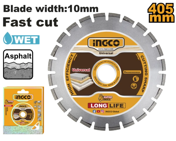 DISCO DIAMANTE CORTAR ASFALTO 16" INDUSTRIAL INGCO