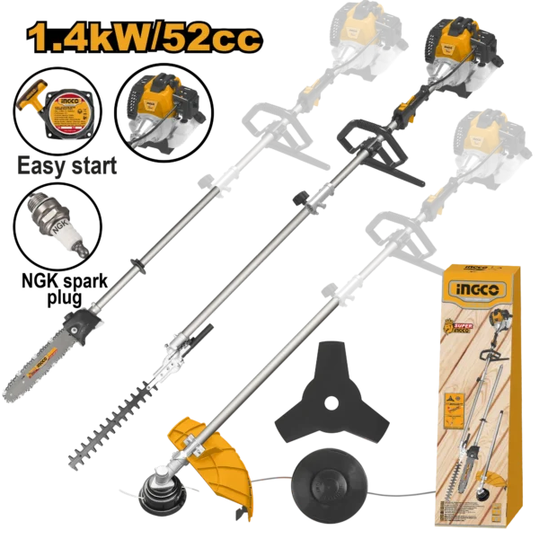 CORTADORA DE HIERBA MULTIFUNCION A GASOLINA 52CC 4 EN 1 INGCO