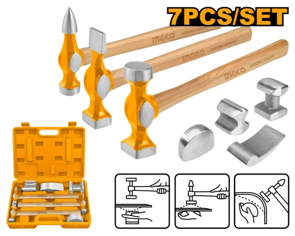 JUEGO DE MARTILLOS PARA CARROCEROS 7PCS INGCO