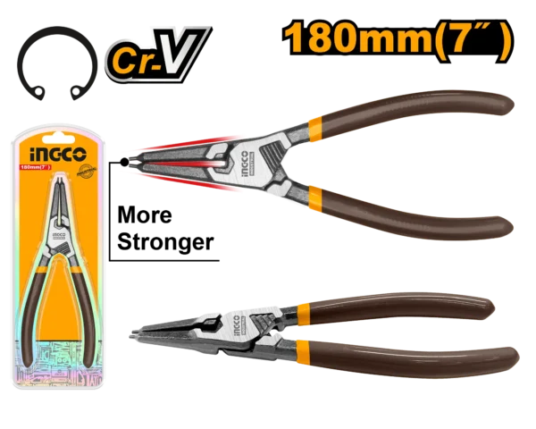 ALICATE CIRCLIP CABEZA RECTA 7"" INGCO