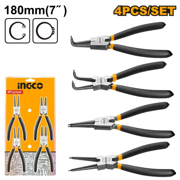 SET ALICATES CIRCLIP 4PCS INGCO