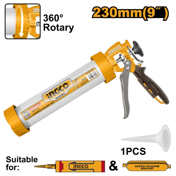 PISTOLA PARA SILICON DE ALUMINIO 9" INDUSTRIAL INGCO