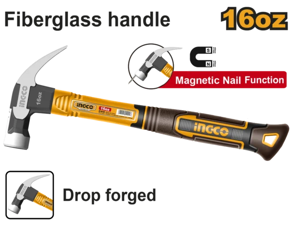 MARTILLO DE UÑA CABEZA IMANTADA 16OZ INGCO