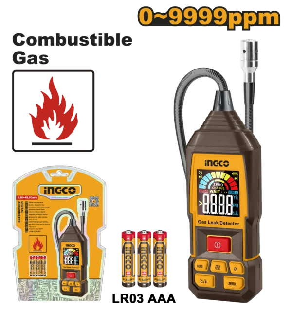 MEDIDOR DE GAS METANO DIGITAL 0~9999ppm(methane) INGCO