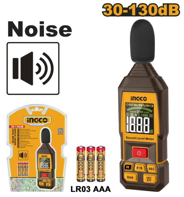 MEDIDOR DE NIVEL DE SONIDO DIGITAL 30-130DB INGCO