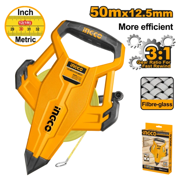 CINTA METRICA 50M FIBRA DE VIDRIO INDUSTRIAL INGCO