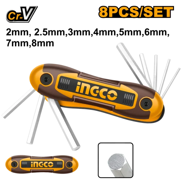 JUEGO LLAVE HEXAGONAL DE BOLSILLO 8PCS INGCO,