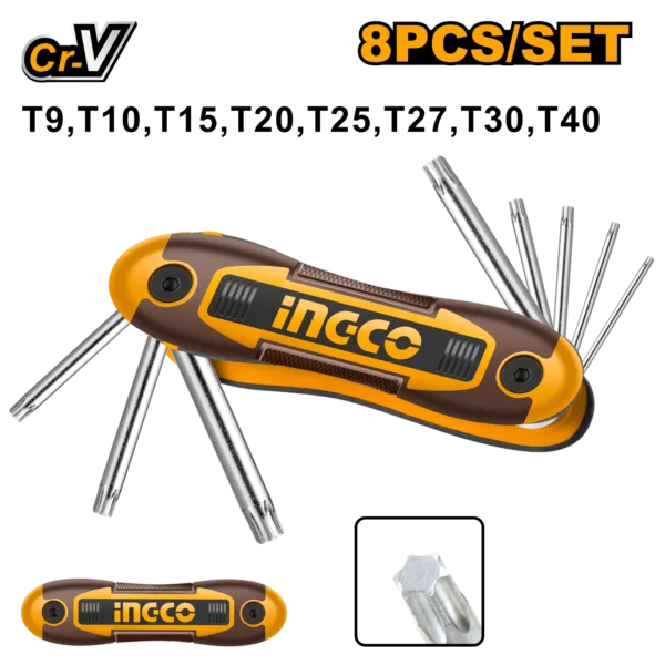 JUEGO LLAVE TORX DE BOLSILLO 8PCS INGCO HHK14083