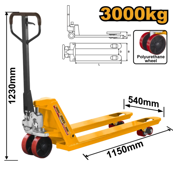 MONTACARGAS MANUAL 3000 KG INGCO