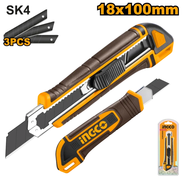 CUCHILLA ESTILETE CON REPUESTOS 3 PCS INGCO