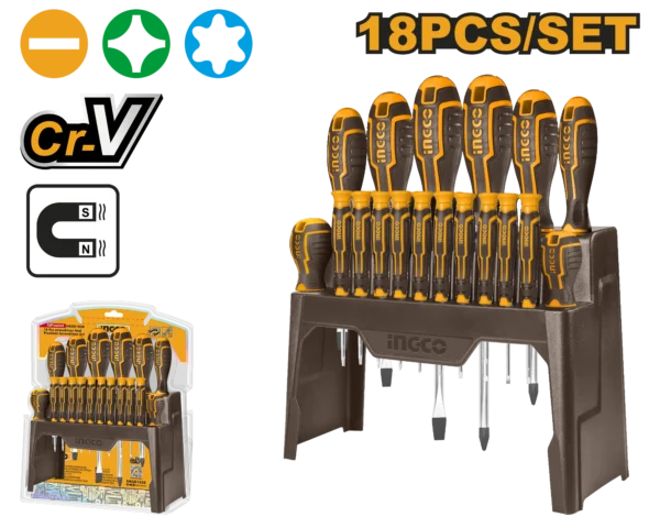 SET DE DESTORNILLADORES 18 PZAS INGCO