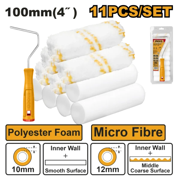 SET DE RODILLOS 4" 12 EN 1 INGCO