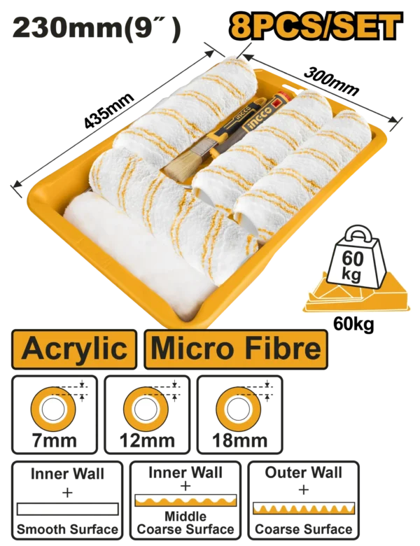 SET DE RODILLOS 9" 8 EN 1 INGCO