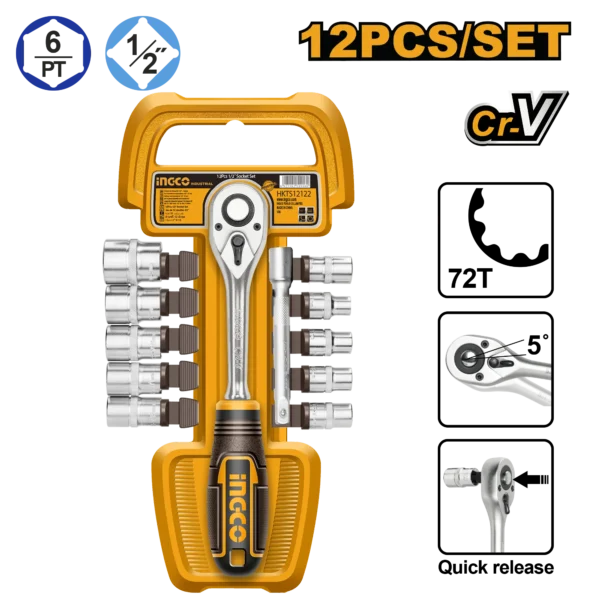 JUEGO DE DADOS 12PCS 1/2" INGCO