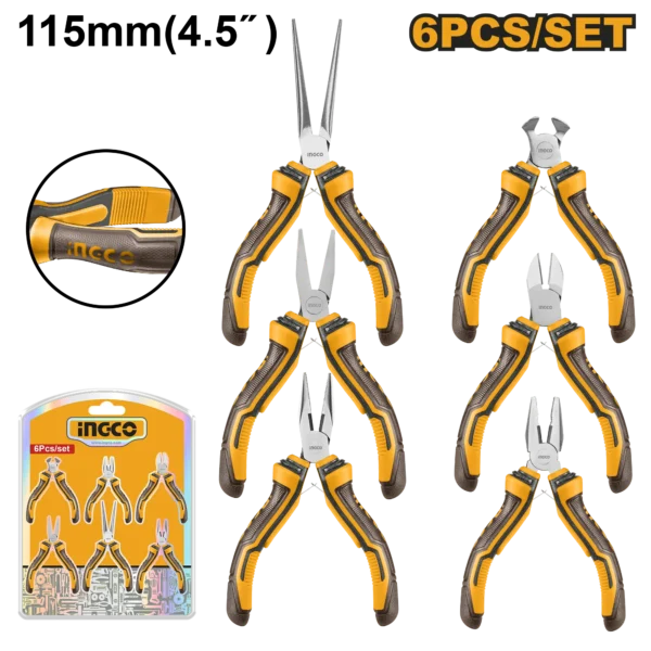 JUEGO DE ALICATES PEQUEÑOS 6PCS INGCO