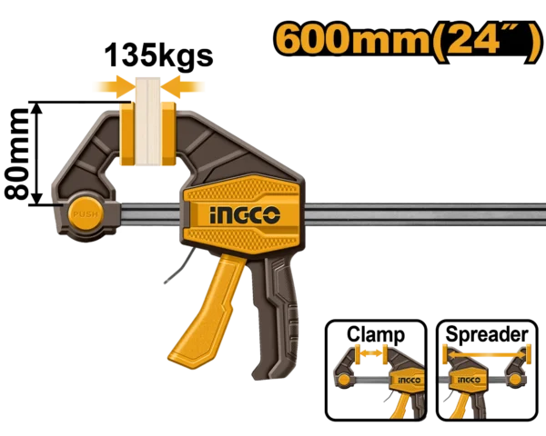 PRENSA DE BARRA RAPIDA 80X600MM INGCO