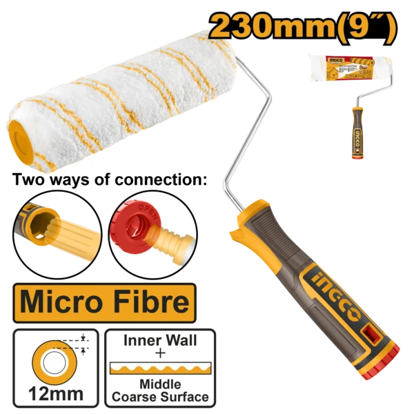 RODILLO MICROFIBRA 9" 12MM INTERIOR INGCO
