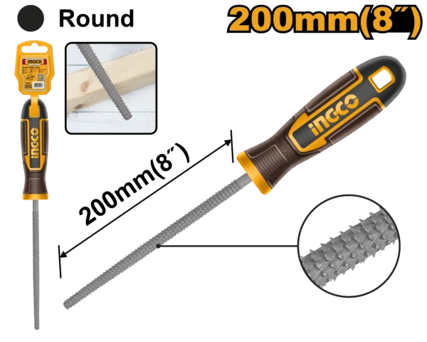 LIMA MADERA REDONDA 8" INGCO