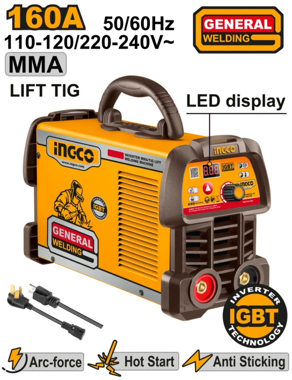 SOLDADORA INVERTER MMA TIG/LIFT 110/220V 160A INGCO