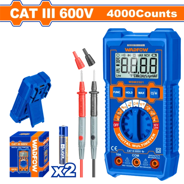 Multímetro digital Wadfow MULTÍMETRO DÍGITOS MEDICIÓN DE AUTOMÁTICO 6000 dígitos