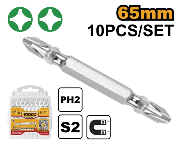 SET PUNTAS DESTORNILLADOR 2.5" 10PCS (PH2) INGCO