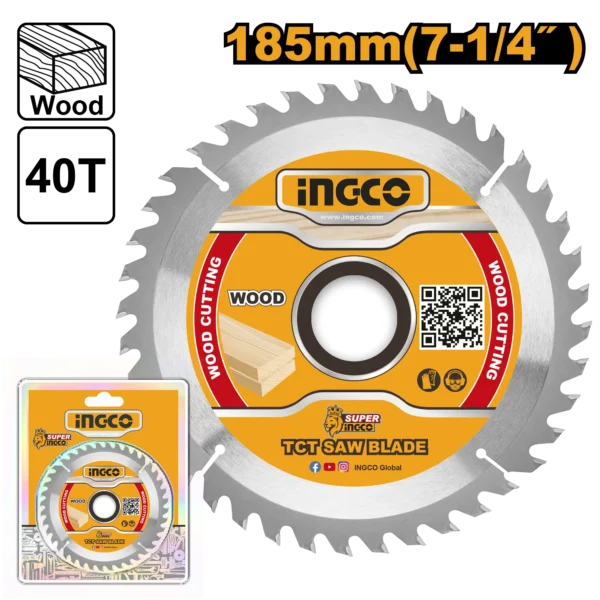 DISCO DE SIERRA TCT 40T 185MM (7-1/4")  INGCO