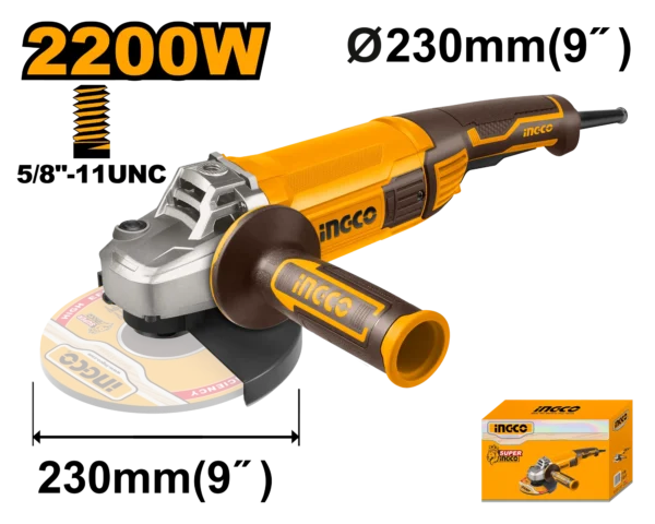 AMOLADORA ANGULAR 9" 2200W 6600RPM INGCO