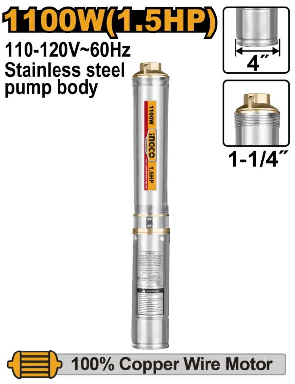 BOMBA DE AGUA SUMERGIBLE 1.5HP INDUSTRIAL INGCO