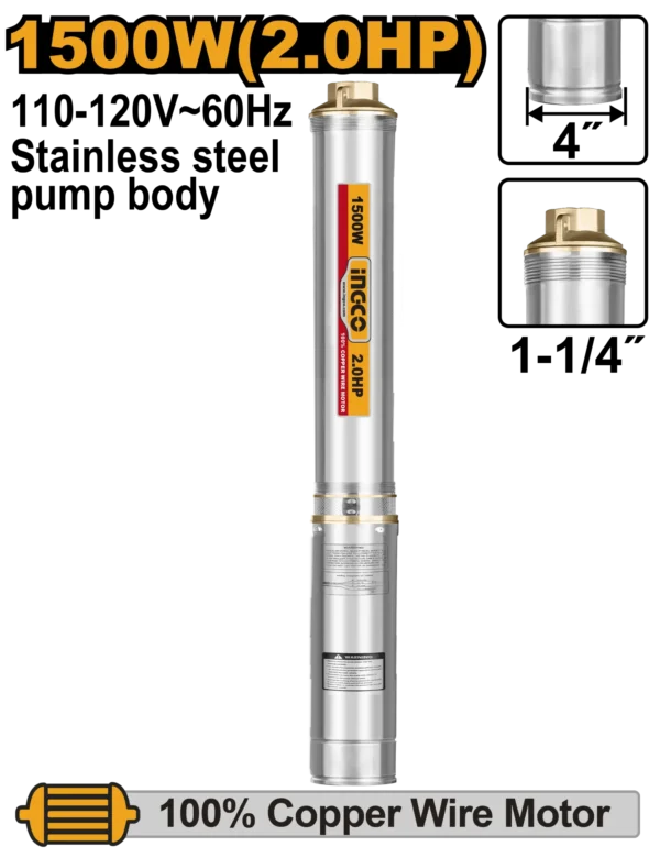BOMBA DE AGUA SUMERGIBLE 2HP INDUSTRIAL INGCO