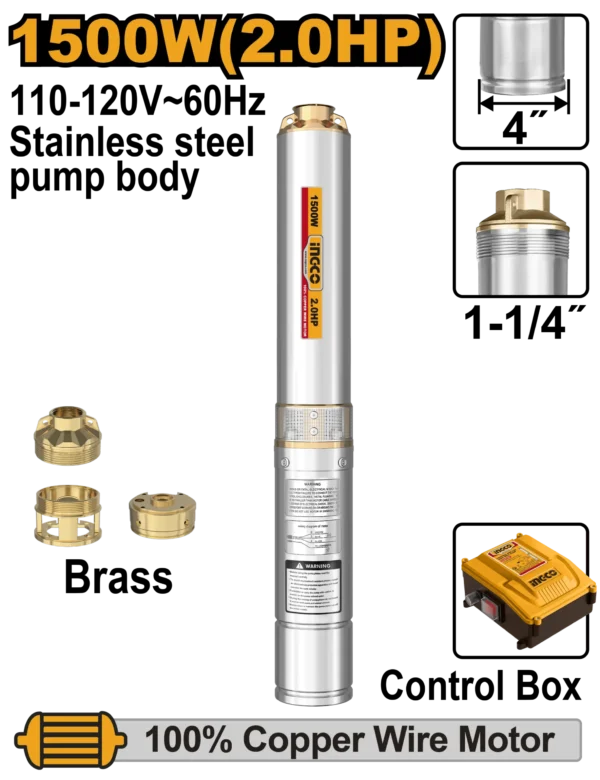 KIT BOMBA DE AGUA SUMERGIBLE 2.0 HP INDUSTRIAL INGCO