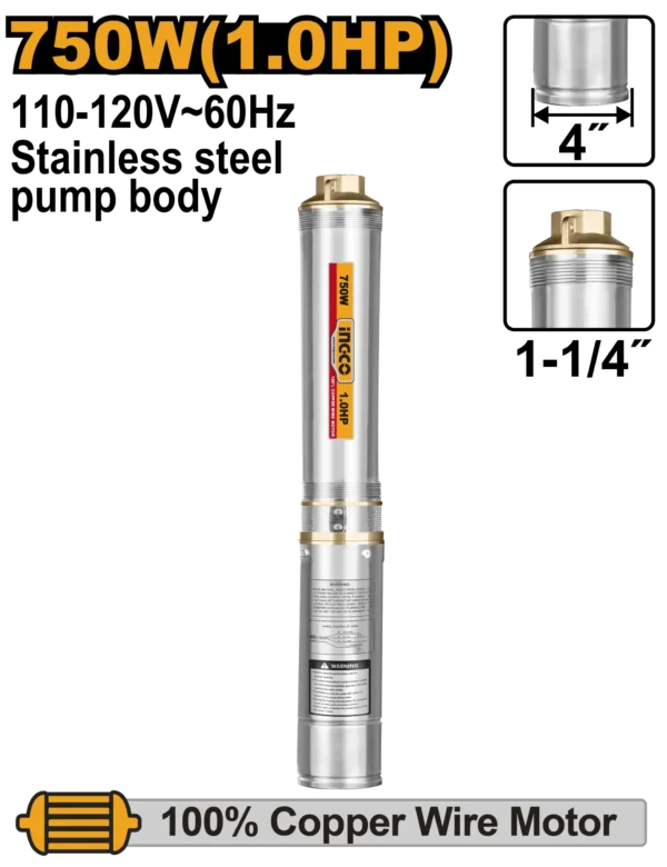 BOMBA DE AGUA SUMERGIBLE 1.0 HP INDUSTRIAL INGCO